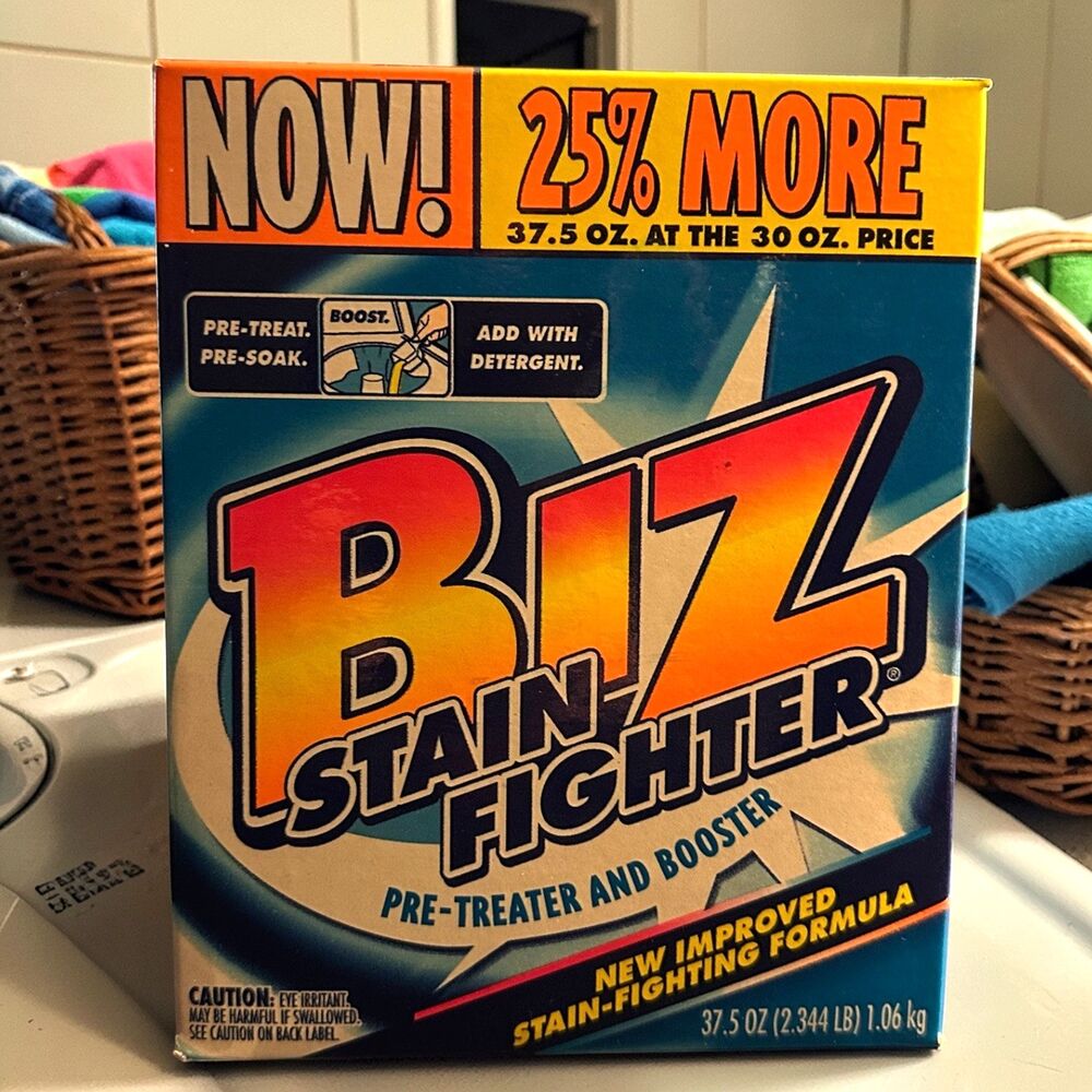 BIZ POWDER Laundry Detergent STAIN FIGHTER Pre-Treater and Booster, 37.5 oz